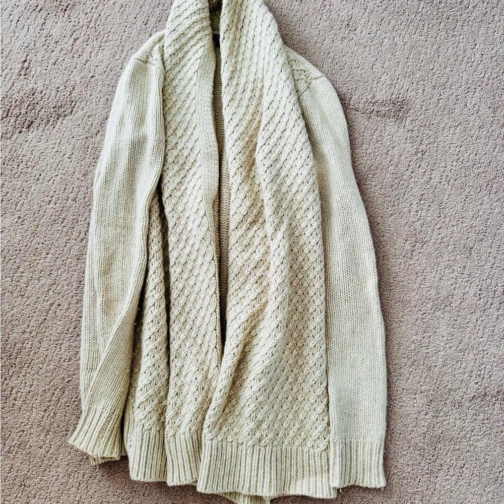 Theory Cream Cardigan Sweater with Shawl Collar